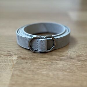 Dries Van Noten Gray Suede Belt With Silver Loop D Ring Closure Size Medium